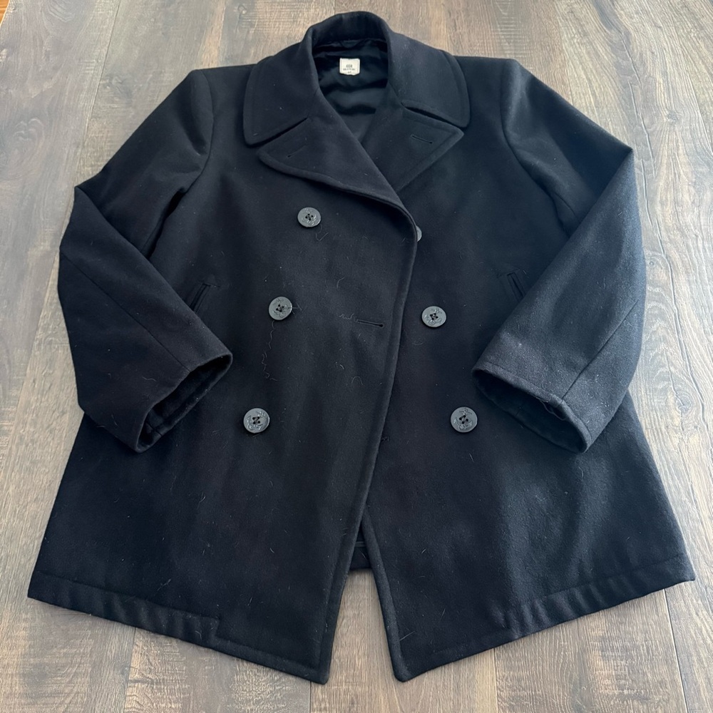 Vtg STERLINGWEAR Boston USN NAVY Enlisted 100% Wool PEACOAT Coat 46 R MADE USA